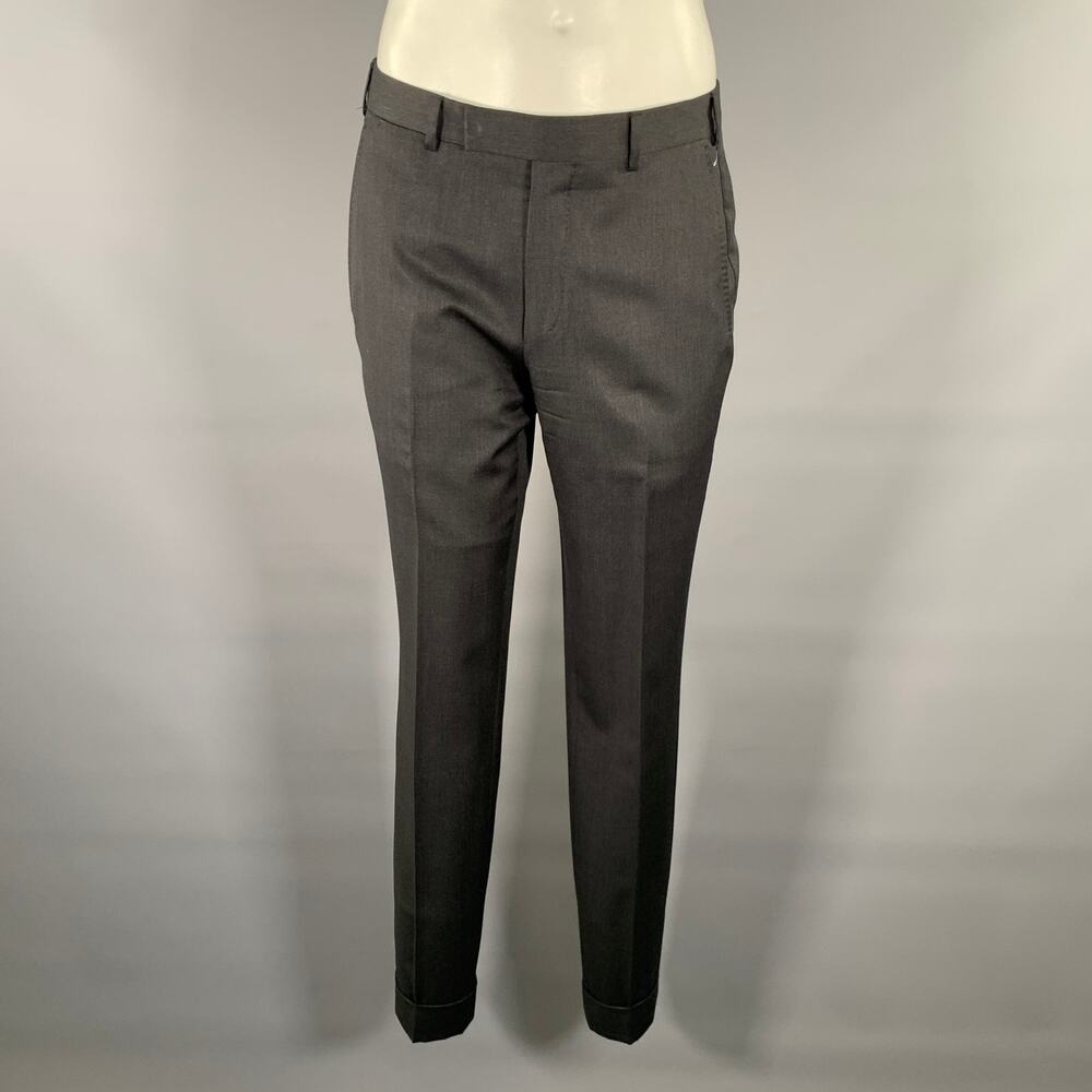 ERMENEGILDO ZEGNA Size 32 Charcoal Wool Slim Fit Dress Pants